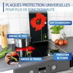 WENKO Protection Plaque De Cuisson En Verre, Couvre Plaque Coquelicot, Lot De 2, Verre Trempé, 30x52 Cm, Multicolore -Promos Gout Cuisine Boutique 9686110 3