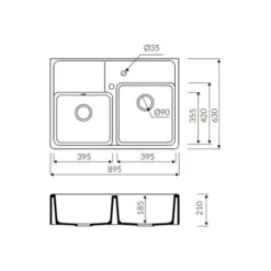Évier Timbre D'office Granit Blanc Cassé Kümbad KIWI 2 Bacs 8 Évier Timbre D'office Granit Blanc Cassé Kümbad KIWI 2 Bacs -Promos Gout Cuisine Boutique 9687895 4