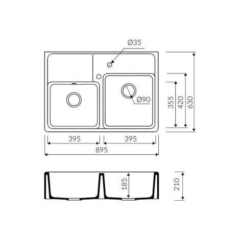 Évier Timbre D'office Granit Blanc Cassé Kümbad KIWI 2 Bacs 4 Évier Timbre D'office Granit Blanc Cassé Kümbad KIWI 2 Bacs – Image 4
