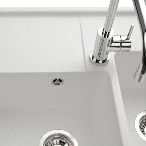 Évier Timbre D'office Granit Blanc Cassé Kümbad KIWI 2 Bacs 5 Évier Timbre D'office Granit Blanc Cassé Kümbad KIWI 2 Bacs – Image 5