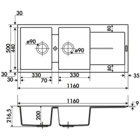 Évier Granit Champagne Luisina TAM TAM 2 Bacs 1 égouttoir 2 Évier Granit Champagne Luisina TAM TAM 2 Bacs 1 égouttoir – Image 2