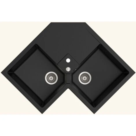 Evier D'angle Granit Noir Kümbad VOZ 2 Bacs 1 Evier D'angle Granit Noir Kümbad VOZ 2 Bacs