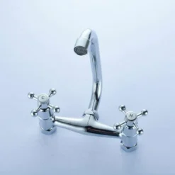 Robinet Mural Rétro Robinet Mural Salle De Bain Robinet De Cuisine évier Mitigeur Robinet De Lavabo En Laiton à Deux Poignées En Laiton Bec Pivotant En U -Promos Gout Cuisine Boutique 96931664 4