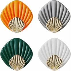 4 Pièces Crochet Adhesif Mural,Crochet Adhesif, 66cm Blanc / Gris / Vert / Orange