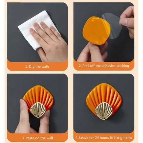 4 Pièces Crochet Adhesif Mural,Crochet Adhesif, 66cm Blanc / Gris / Vert / Orange 3 4 Pièces Crochet Adhesif Mural,Crochet Adhesif, 66cm Blanc / Gris / Vert / Orange – Image 3