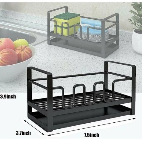 Porte Eponge Evier Cuisine Organisateur, Rangement Evier Cuisine Pour Brosse De Nettoyage, Porte-Savon, Égouttoir Avec Plateau De Drainage, Multifonction, Noir 5 Porte Eponge Evier Cuisine Organisateur, Rangement Evier Cuisine Pour Brosse De Nettoyage, Porte-Savon, Égouttoir Avec Plateau De Drainage, Multifonction, Noir – Image 5