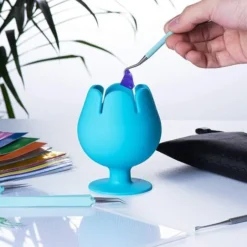 Collecteur De Déchets De Désherbage En Vinyle Aspiré, Organisateur En Forme De Tasse De Vin Pour Outils Et Accessoires Cricut (Bleu)