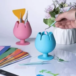 Collecteur De Déchets De Désherbage En Vinyle Aspiré, Organisateur En Forme De Tasse De Vin Pour Outils Et Accessoires Cricut (Bleu) -Promos Gout Cuisine Boutique 97504836 4