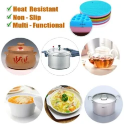 Support De Casserole Et Gants De Four En Silicone Résistant à La Chaleur, Dessous De Plat Pour Plat Chaud, Coussins Chauffants En Caoutchouc Nid D'abeille Pour Comptoir, Tapis Polyvalents Et Flexibles -Promos Gout Cuisine Boutique 97542022 3