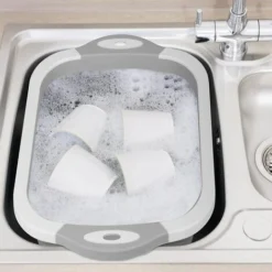 Planche à Découper Multifonctionnelle, Bassin De Vaisselle Pliant, Panier De Vidange De Fruits Et Légumes Pliable, Récipient D'eau Pour Cuisine, Salle De Bains, Bateau, Voyage, Pique-nique -Promos Gout Cuisine Boutique 97544312 5