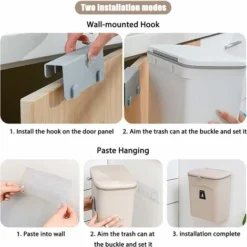 Poubelle De Cuisine Poubelle Suspendue Avec Couvercle Coulissant, Pour Poubelles, Poubelles De Placard, Poubelles De Cuisine, Boîte Multi-cuisine -Promos Gout Cuisine Boutique 97558661 4