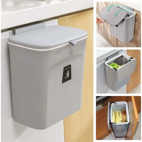 Poubelle à Compost De Cuisine De 2,4 Gallons Pour Comptoir Ou Sous évier, Petite Poubelle Suspendue Avec Couvercle Pour Placard/salle De Bain/chambre/bureau/camping, Seau à Compost D'intérieur Montabl 2 Poubelle à Compost De Cuisine De 2,4 Gallons Pour Comptoir Ou Sous évier, Petite Poubelle Suspendue Avec Couvercle Pour Placard/salle De Bain/chambre/bureau/camping, Seau à Compost D'intérieur Montabl – Image 2