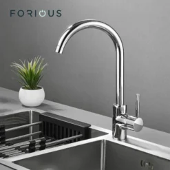 FORIOUS Robinet De Cuisine Rotatif à 360° Mitigeur Cuisine Chaude Et Froide Robinet D'évier Monocommande En Laiton Chromé