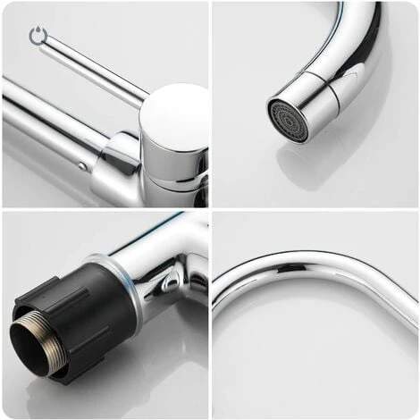 FORIOUS Robinet De Cuisine Rotatif à 360° Mitigeur Cuisine Chaude Et Froide Robinet D'évier Monocommande En Laiton Chromé 4 FORIOUS Robinet De Cuisine Rotatif à 360° Mitigeur Cuisine Chaude Et Froide Robinet D'évier Monocommande En Laiton Chromé – Image 4