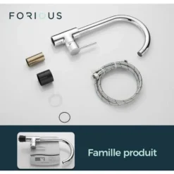 FORIOUS Robinet De Cuisine Rotatif à 360° Mitigeur Cuisine Chaude Et Froide Robinet D'évier Monocommande En Laiton Chromé 9 FORIOUS Robinet De Cuisine Rotatif à 360° Mitigeur Cuisine Chaude Et Froide Robinet D'évier Monocommande En Laiton Chromé -Promos Gout Cuisine Boutique 97958521 5