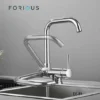 Robinet De Cuisine FORIOUS Rabattable Mitigeur D'évier Repliable Rotatif 360° Mitigeur En Acier Chromé Pour Évier Fenêtre