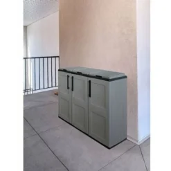 Dmora Armoire Pour L'extérieur Ou Intérieur, Porte-sac à 3 Portes, 100% Made In Italy, 102x37h90 Cm, Couleur Grise