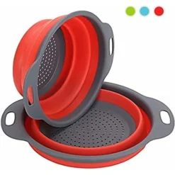 Passoire Pliable 2 Pièces Passoire Pliable Pièces Passoire En Silicone Passoire Pliable Cuisine Tidy Passoire à Pâtes (Rouge)