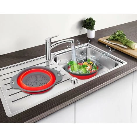 Passoire Pliable 2 Pièces Passoire Pliable Pièces Passoire En Silicone Passoire Pliable Cuisine Tidy Passoire à Pâtes (Rouge) 2 Passoire Pliable 2 Pièces Passoire Pliable Pièces Passoire En Silicone Passoire Pliable Cuisine Tidy Passoire à Pâtes (Rouge) – Image 2