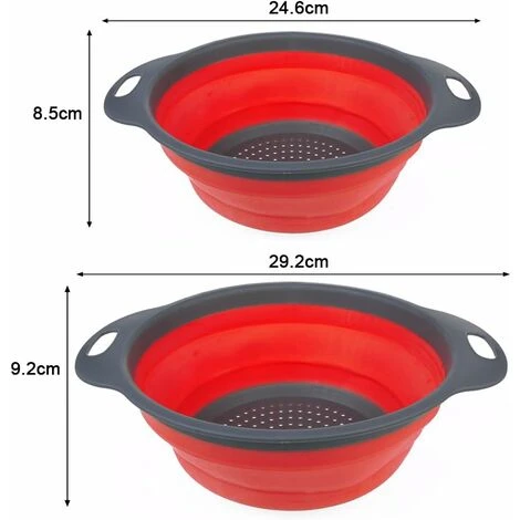 Passoire Pliable 2 Pièces Passoire Pliable Pièces Passoire En Silicone Passoire Pliable Cuisine Tidy Passoire à Pâtes (Rouge) 3 Passoire Pliable 2 Pièces Passoire Pliable Pièces Passoire En Silicone Passoire Pliable Cuisine Tidy Passoire à Pâtes (Rouge) – Image 3