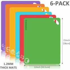Planche à Découper, Ensemble De Planches à Découper Très épaisses En Plastique Flexible, Tapis Avec Symboles Alimentaires Et Poignées Pratiques (lot De 6)