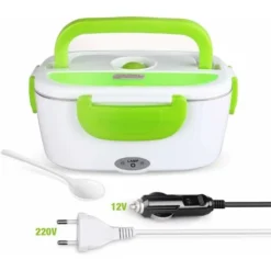 Boîte à Lunch électrique Voiture 12V 220V En Acier Inoxydable Sur Le Pouce Réchauffeur De Nourriture électrique 1.5L Récipient Pour Aliments Thermos Boîte De Support Chaude Avec Pot Et Cuillère Amovib