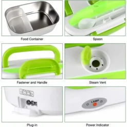 Boîte à Lunch électrique Voiture 12V 220V En Acier Inoxydable Sur Le Pouce Réchauffeur De Nourriture électrique 1.5L Récipient Pour Aliments Thermos Boîte De Support Chaude Avec Pot Et Cuillère Amovib -Promos Gout Cuisine Boutique 98442485 3