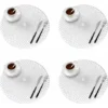 LECHUANG Lot De 4 Dessous Assiette, Argent Napperons Rond Set De Table Tapis De Table Pour Table Salle à Manger Cuisine (Argent, Style I, 38cm)