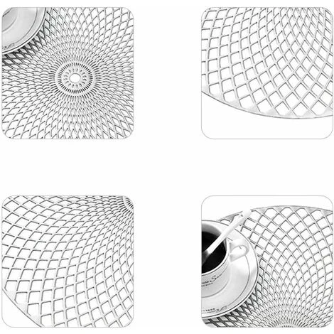 LECHUANG Lot De 4 Dessous Assiette, Argent Napperons Rond Set De Table Tapis De Table Pour Table Salle à Manger Cuisine (Argent, Style I, 38cm) 3 LECHUANG Lot De 4 Dessous Assiette, Argent Napperons Rond Set De Table Tapis De Table Pour Table Salle à Manger Cuisine (Argent, Style I, 38cm) – Image 3