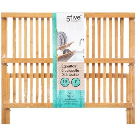 Égouttoir Pliant 2 Niveaux Bambou - 5 Five Simply Smart 2 Égouttoir Pliant 2 Niveaux Bambou - 5 Five Simply Smart – Image 2
