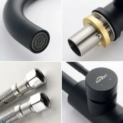 Robinet De Cuisine Noir à Bec Haut Pivotant à 360 ° Robinet De Cuisine En Acier Inoxydable 8 Robinet De Cuisine Noir à Bec Haut Pivotant à 360 ° Robinet De Cuisine En Acier Inoxydable -Promos Gout Cuisine Boutique 98635998 4