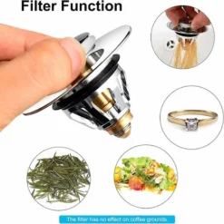 Bouchon Lavabo Universel Bonde De Lavabo Acier Inoxydable Popup Avec 2 Joints Pour 32 Et 38 Mm Bouchon Evier (1pcs),Dolaso -Promos Gout Cuisine Boutique 98770528 5