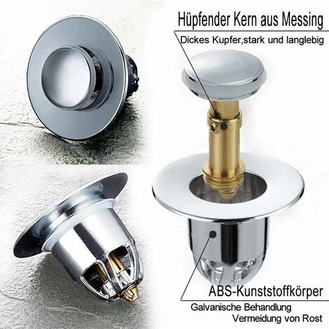 Bouchons D'évier (5 Pièces), Jeu De Vidage, Bonde D'évier, Valve Pop-up Anti-colmatage Avec Filtre Anti-colmatage Pour évier Ouverture 3,3 Cm. 5 Bouchons D'évier (5 Pièces), Jeu De Vidage, Bonde D'évier, Valve Pop-up Anti-colmatage Avec Filtre Anti-colmatage Pour évier Ouverture 3,3 Cm. – Image 5