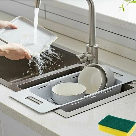 Panier De Passoire Extensible De Cuisine De Passoire Pliable, Passoire Réglable De Fruits Et De Légumes Au-dessus De L'évier Pour La Cuisine, Lot De 1 (Bleu) 3 Panier De Passoire Extensible De Cuisine De Passoire Pliable, Passoire Réglable De Fruits Et De Légumes Au-dessus De L'évier Pour La Cuisine, Lot De 1 (Bleu) – Image 3