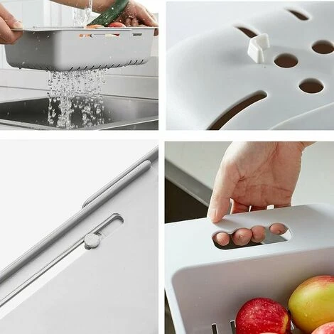 Panier De Passoire Extensible De Cuisine De Passoire Pliable, Passoire Réglable De Fruits Et De Légumes Au-dessus De L'évier Pour La Cuisine, Lot De 1 (Bleu) 4 Panier De Passoire Extensible De Cuisine De Passoire Pliable, Passoire Réglable De Fruits Et De Légumes Au-dessus De L'évier Pour La Cuisine, Lot De 1 (Bleu) – Image 4
