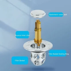 Pop Up Bouchon Lavabo,Bouchon De Lavabo Bouchon D'Évier Type Poussoir éviers De Cuisine Pour 30mm Trou De Vidange (Argent) (1) -Promos Gout Cuisine Boutique 99809749 5