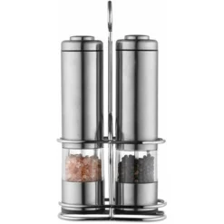 Moulin à Poivre Électrique - Ensemble Moulin Sel Et Poivre à Piles - Moulins (2) à Sel & Poivre En Acier Inoxydable De Kitchen - Grandes Salière & Poivrière Avec Socle - Automatique