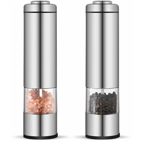 Moulin à Poivre Électrique - Ensemble Moulin Sel Et Poivre à Piles - Moulins (2) à Sel & Poivre En Acier Inoxydable De Kitchen - Grandes Salière & Poivrière Avec Socle - Automatique 4 Moulin à Poivre Électrique - Ensemble Moulin Sel Et Poivre à Piles - Moulins (2) à Sel & Poivre En Acier Inoxydable De Kitchen - Grandes Salière & Poivrière Avec Socle - Automatique – Image 4